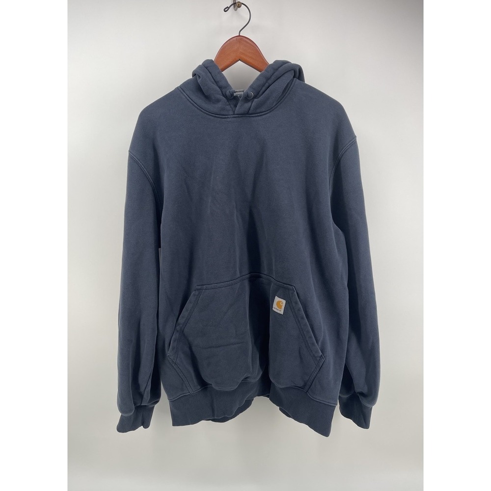 Carhartt Rain Defender Hoodie Men Large Blue Loose Fit Pullover‎ Sweatshirt